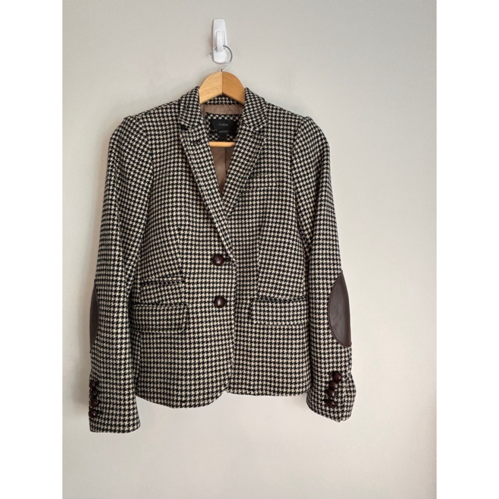 J. Crew Brown Tweed Schoolboy Blazer Women's Size 2 Houndstooth